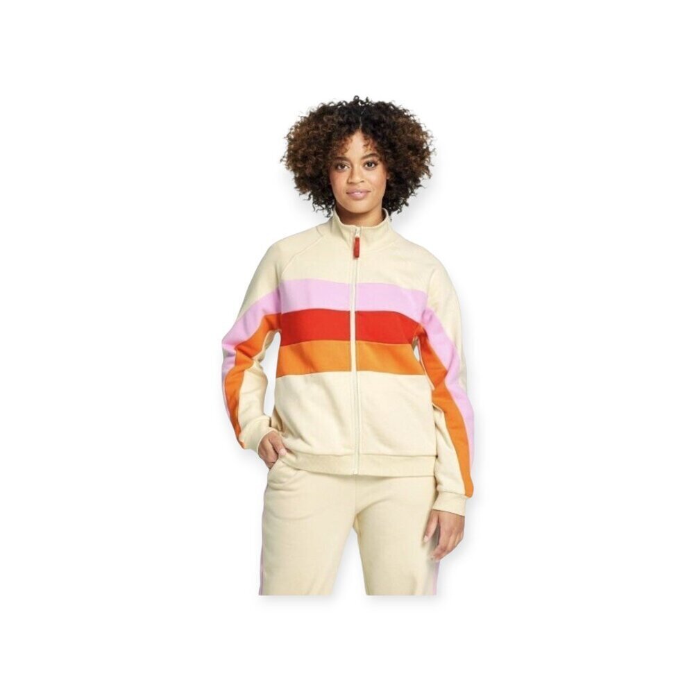 LEGO x Target Womens Track Jacket Medium Pink Red Cream Colorblock Zip Retro Fit - Picture 12 of 12